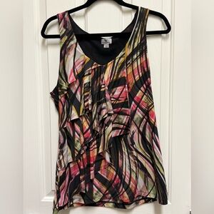 Worthington Pink and Black Abstract Tank Top